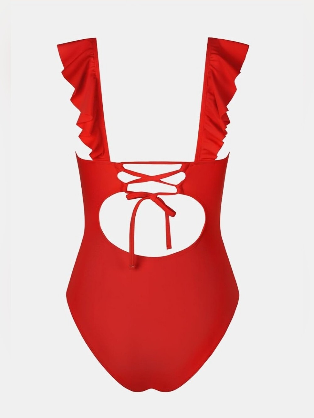 244. NWT - Cupshe - V Neck One Piece Swimsuit Ruffled Lace Up Monokini - Picture 3 of 9